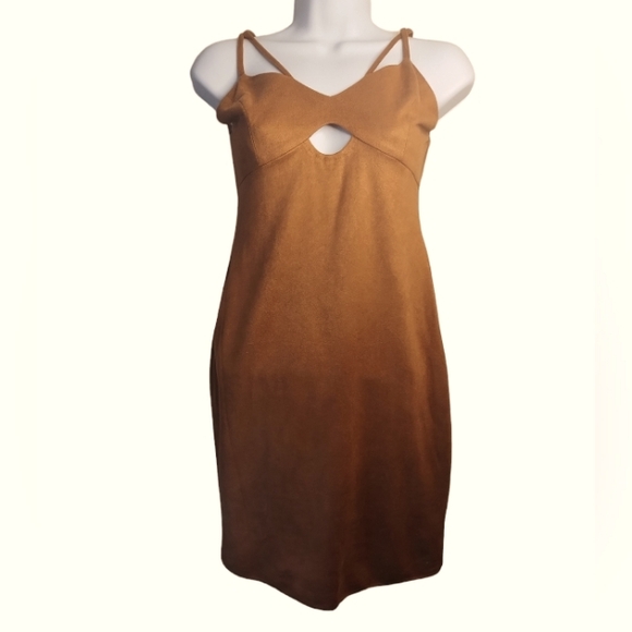 Hommage Los Angeles Brown Spaghetti Strap Mini Dress Size Small - Picture 1 of 3